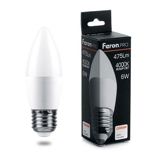 Лампа светодиодная 6W 230V E27 4000K C37