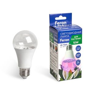 Лампа светодиодная для растений DL4332 А60 10W 230V E27, красно-синий спектр 