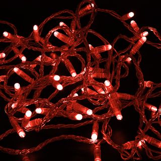 НИТЬ ПВХ 10м (2 модуля x 5м), прозрачный ПВХ, 100 LED Красный, 24В (нужен трансформатор 531-100/531-