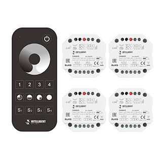 INTELLIGENT ARLIGHT Диммер SMART-SET-TRIAC-601-72-DIM-PD-IN Black (230V, 1x1.5A, x4, ПДУ 10кн, 2.4G)