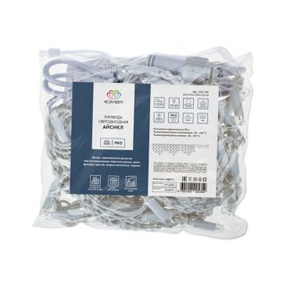 Гирлянда светодиодная Бахрома (Айсикл), 4,8х0,6м, 176 LED БЕЛЫЙ, белый ПВХ, IP65, эффект мерцания, 2